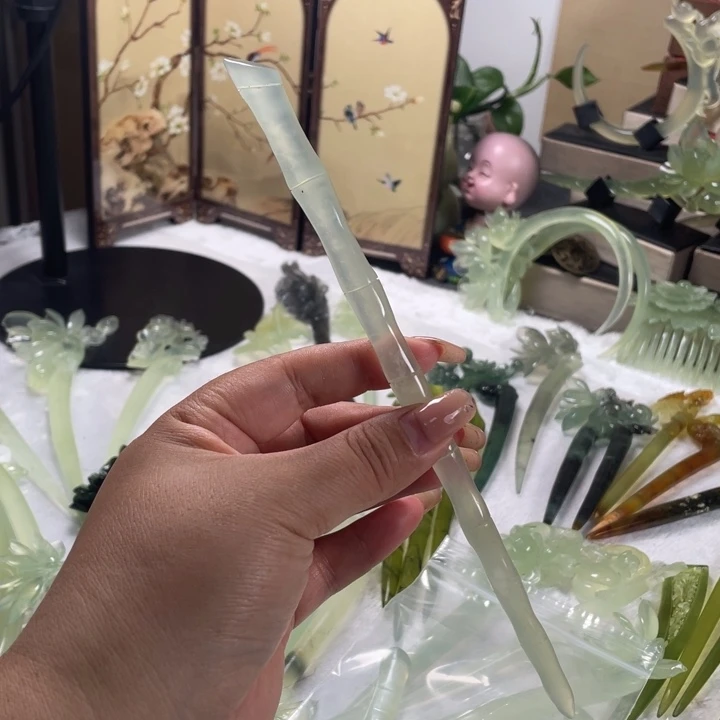 无***极蛇纹石玉未镶嵌发簪