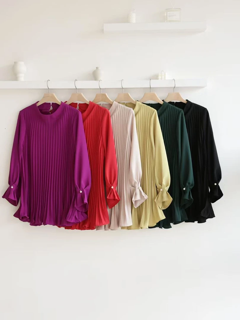 韩国正品大码显廋显气质百褶款衬衣