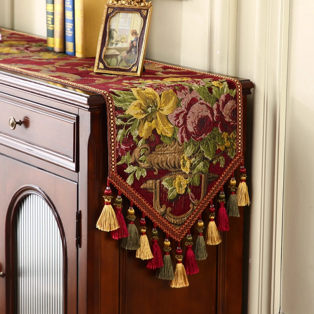 欧式高端奢华桌旗美式高级感斗柜盖布法式复古桌布茶几电视柜四季