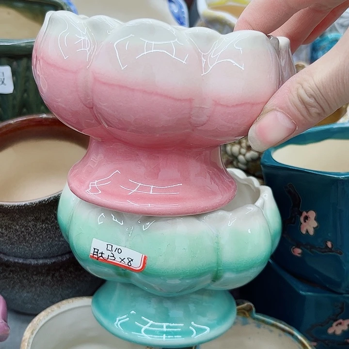 多肉绿植陶瓷花盆9.9包邮，有孔