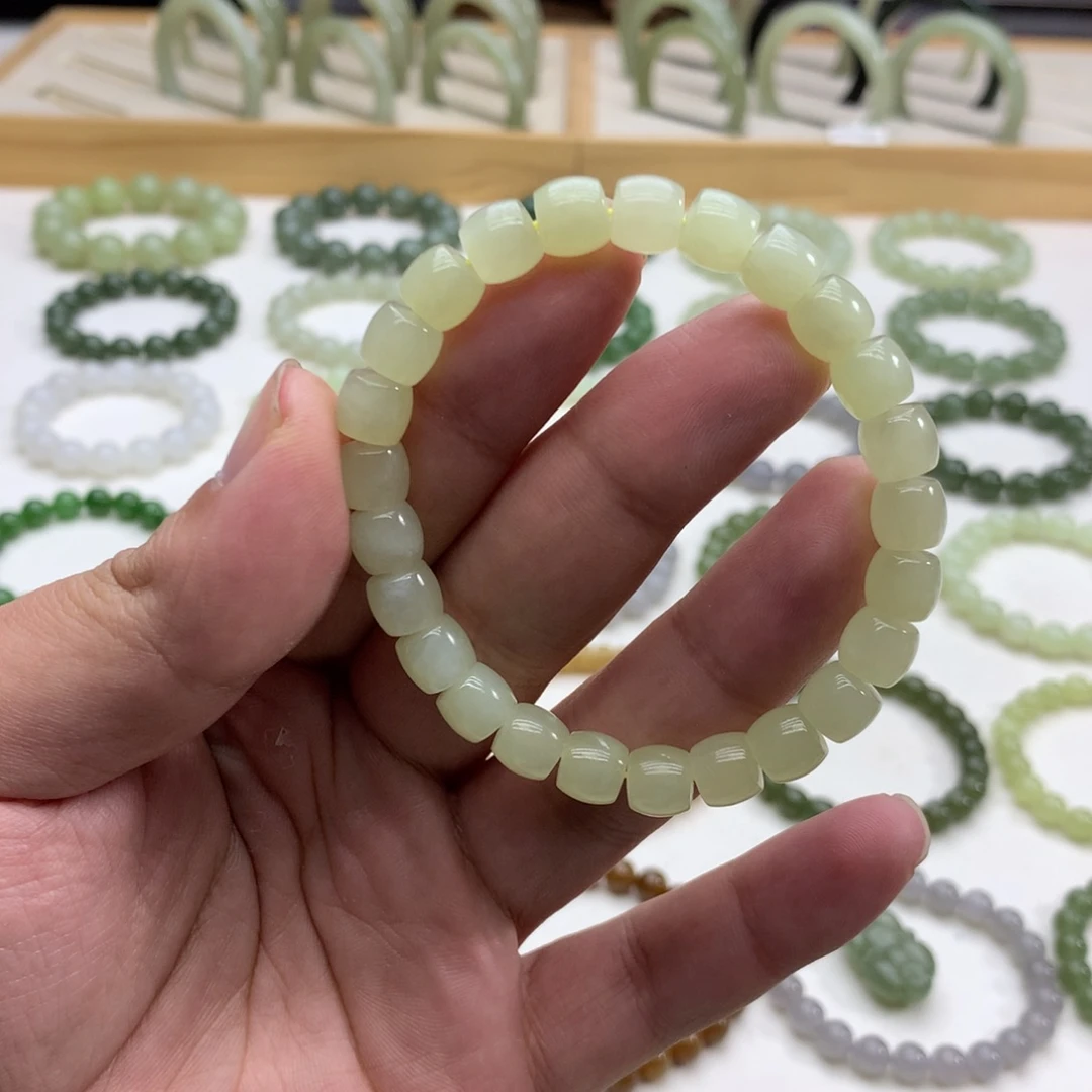 和田玉手串（直切蜂蜜水8）未镶嵌