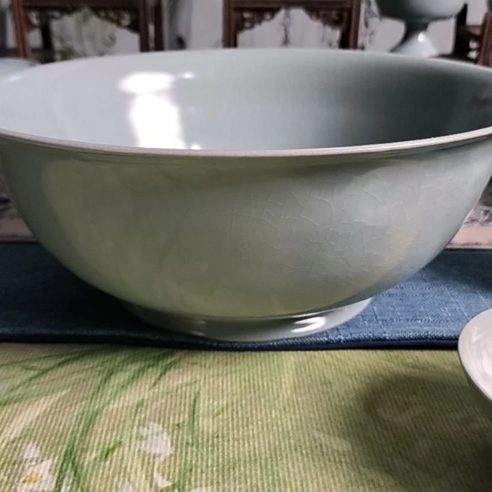 摆件清凉寺汝瓷仿古釉纯手工大汤盆