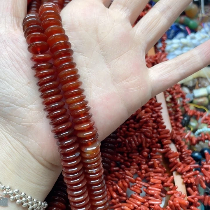 玛瑙/玉髓合金珠宝半成品一条12m红玛瑙隔片