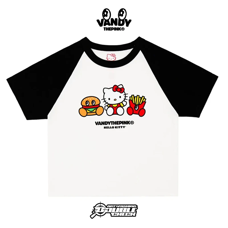 【限量联名】VANDYTHEPINK联名HelloKitty 24ss 黑白拼接短袖tee