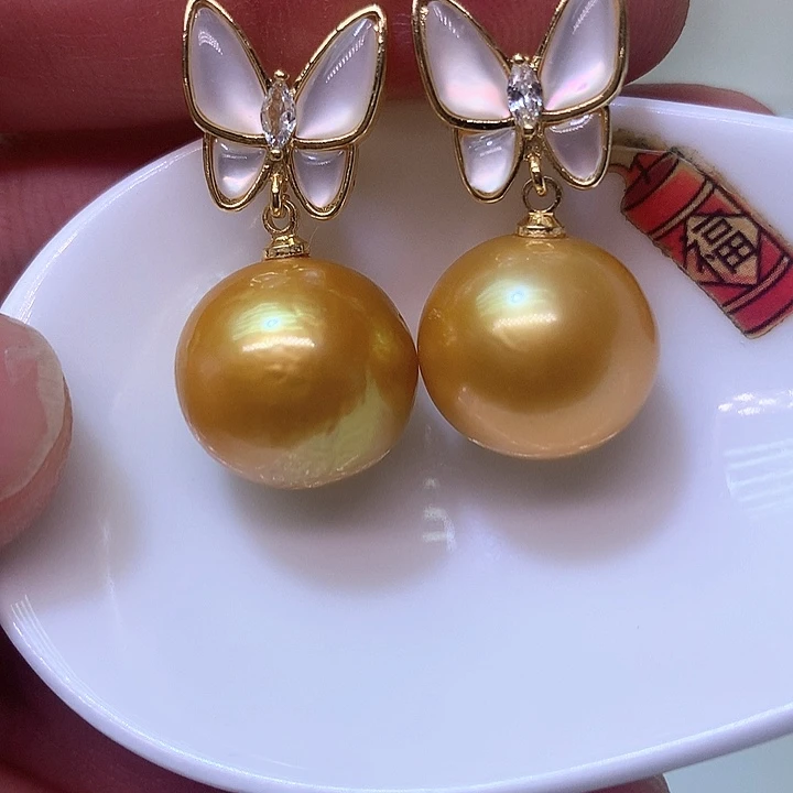 银S925镶嵌耳饰淡水珍珠