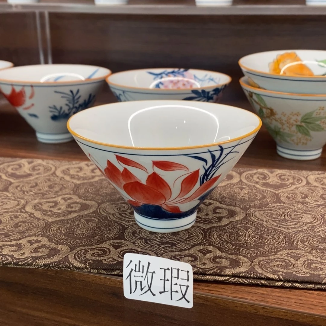 釉下手绘茶具微瑕手工绘制