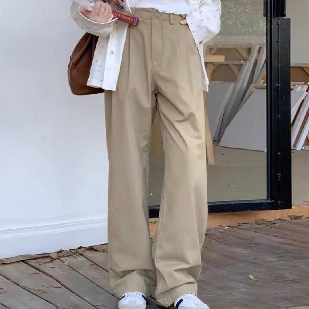 文艺打褶压褶直筒裤4060