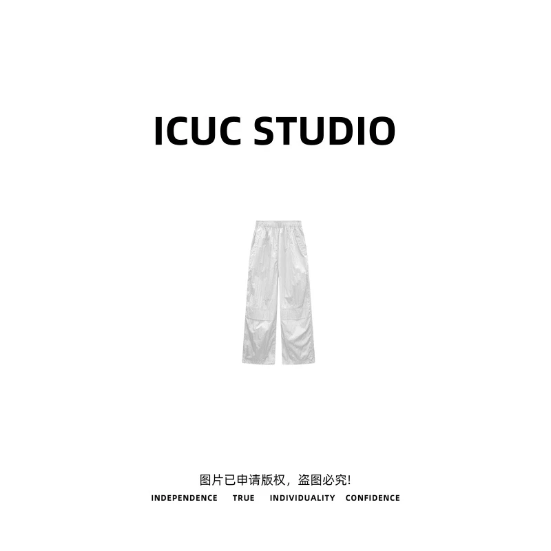 ICUC STUDIO-【轻薄速干工装裤】松紧腰透气休闲阔腿长裤00767