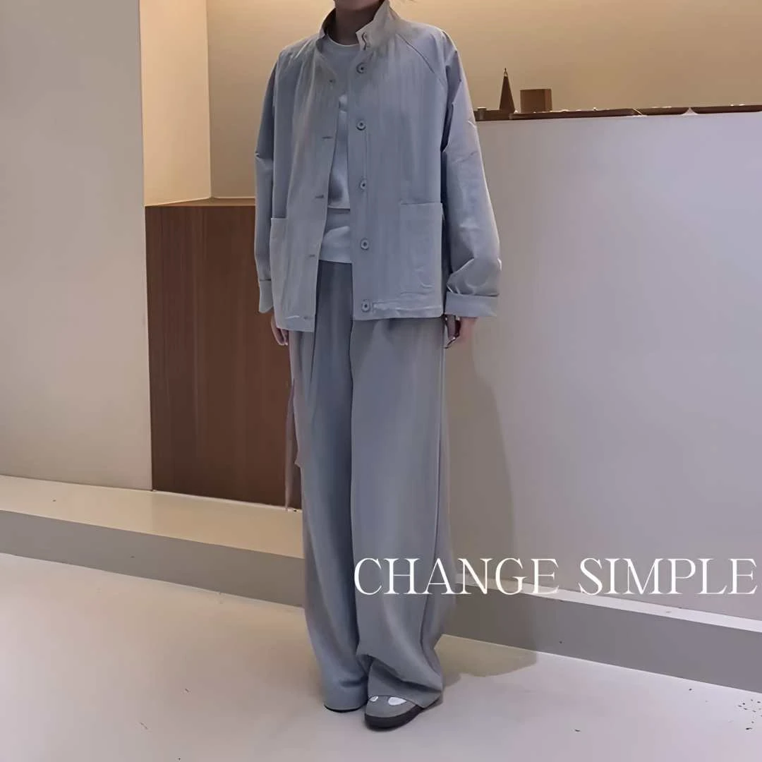 CHANGE SIMPLE短款立领气质风衣外套百搭宽松设计师简约休闲时尚