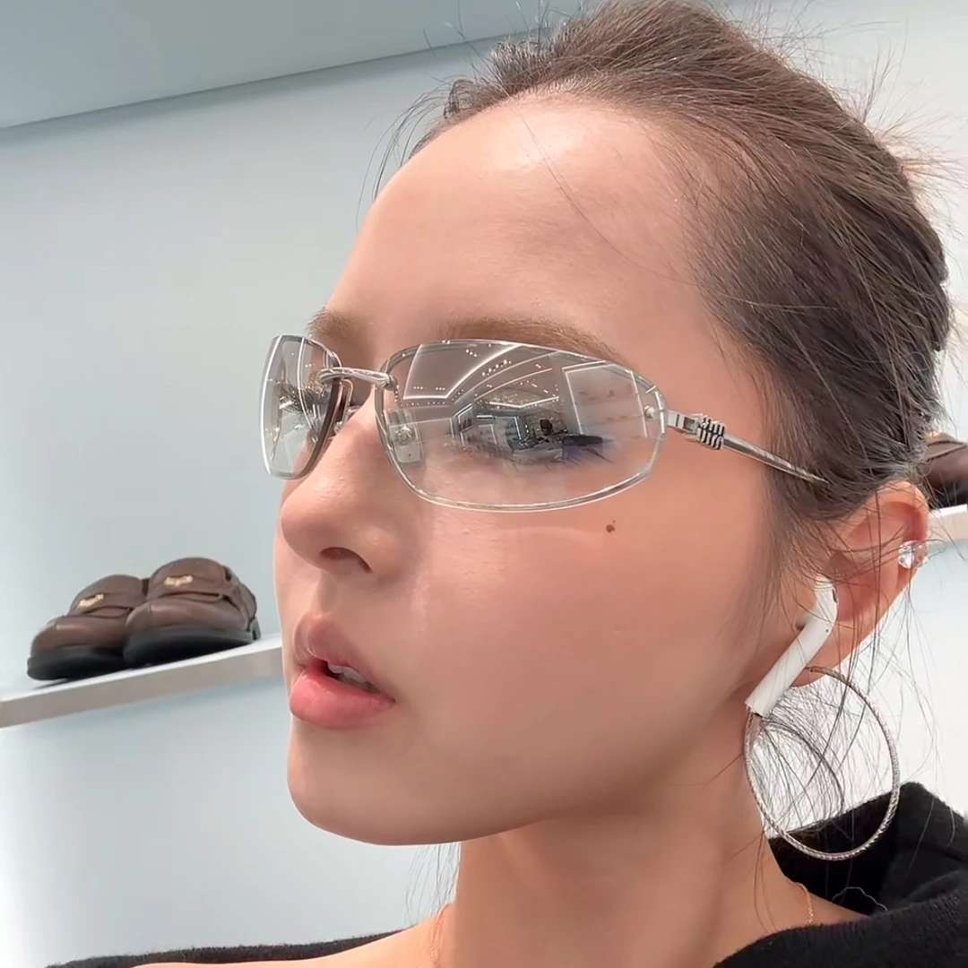 全新未使用 MIU MIU/缪缪 汤/TP031489/金属长方形 太阳眼镜 银色