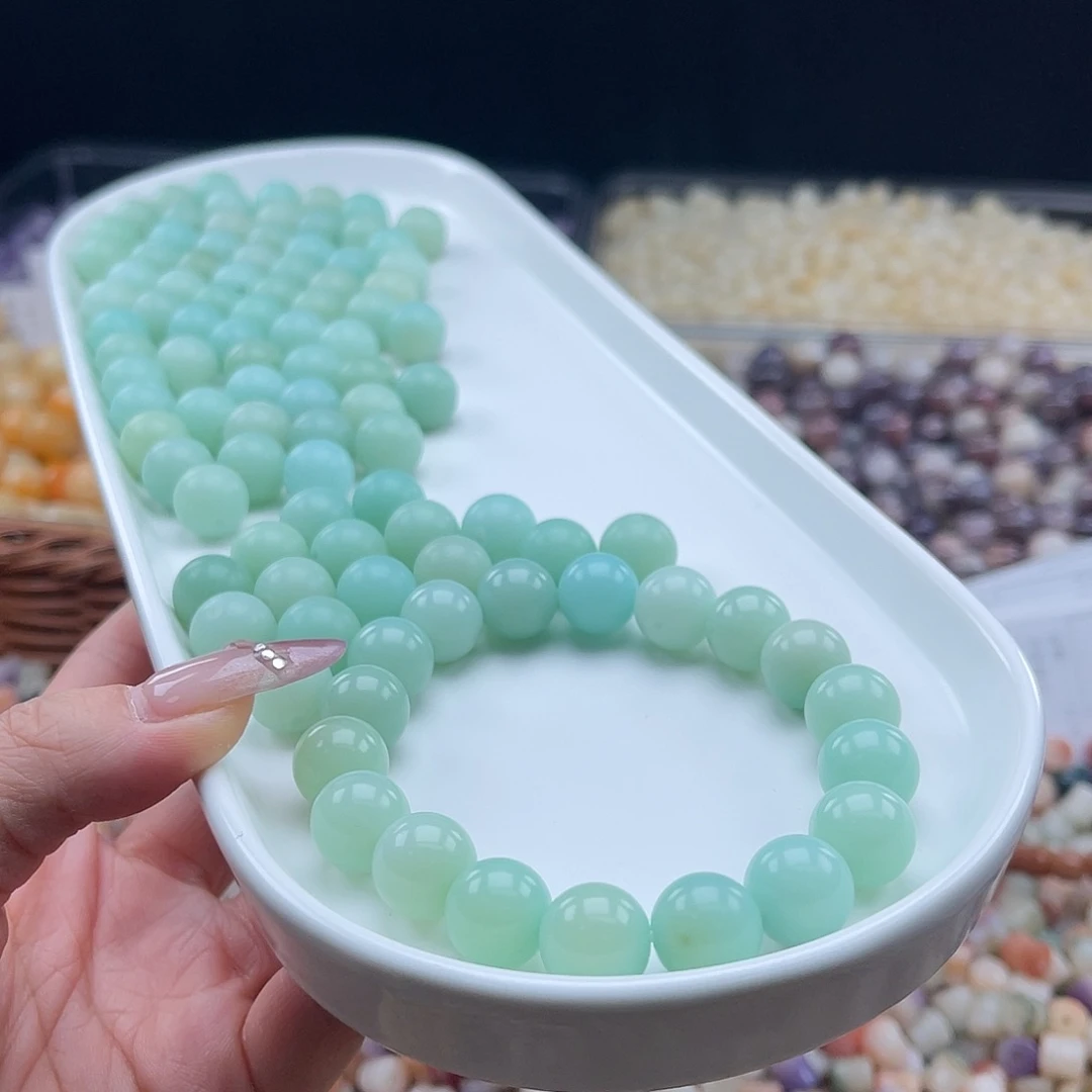 白玉菩提吊坠q12mm/50+5颗冰岛蓝