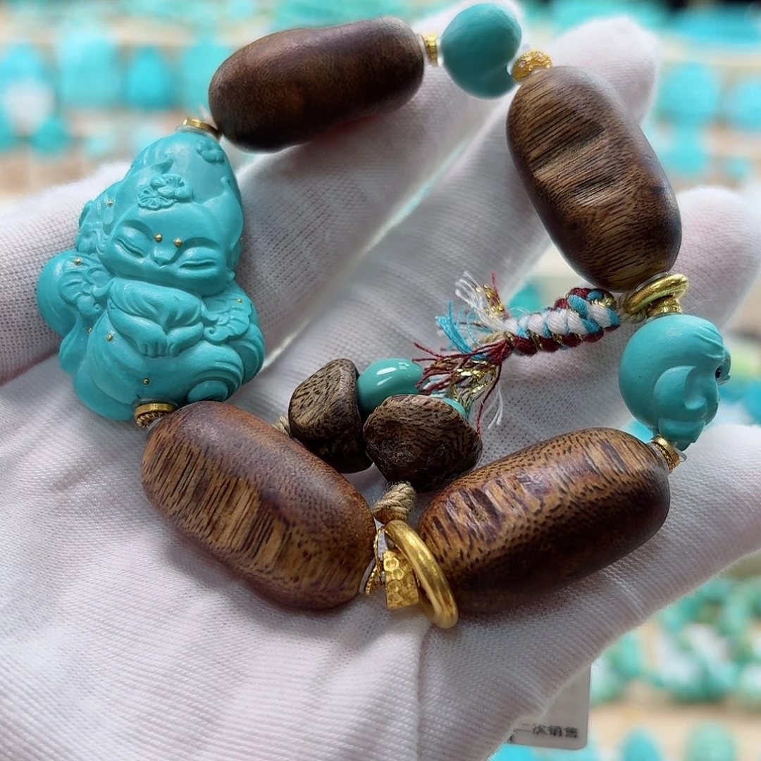 绿松石18K金镶嵌珠宝奇石