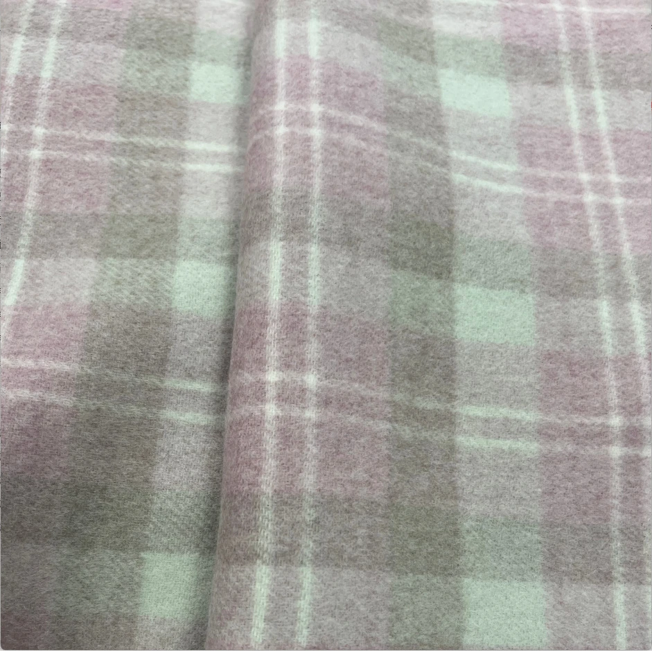 【天天羊绒】山羊绒 粉黛云锦格 羊绒大衣面料