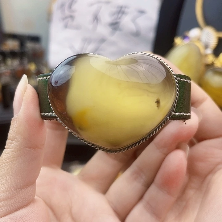 裸石琥珀银S925镶嵌