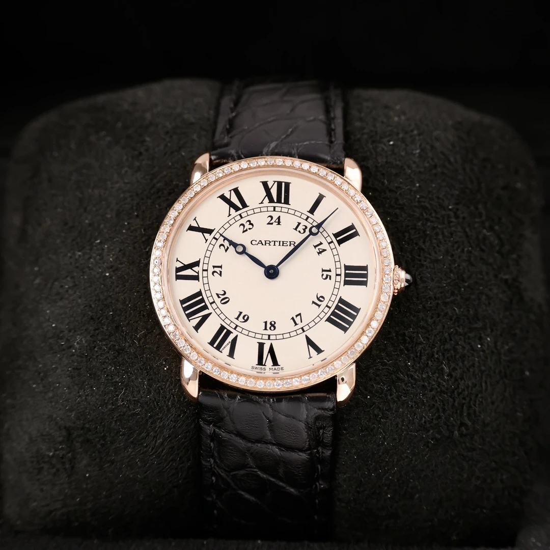 95新 Cartier/卡地亚 W6800251 后镶钻石 18k玫瑰金 36mm 单表