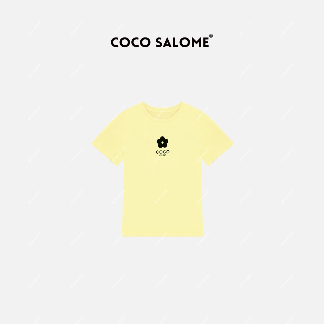 韩彬彬CS"太阳花"醋酸+天丝重工植绒工艺高弹轻奢短袖B100-(6)