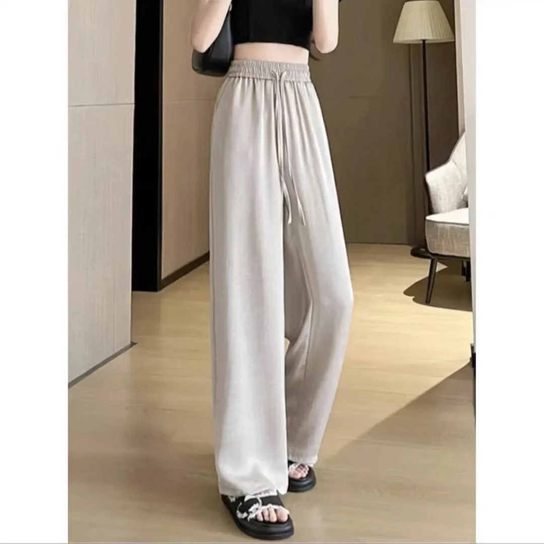 2025年新款高定时尚休闲直筒裤春夏季爆款高腰拖地显瘦百搭阔腿裤