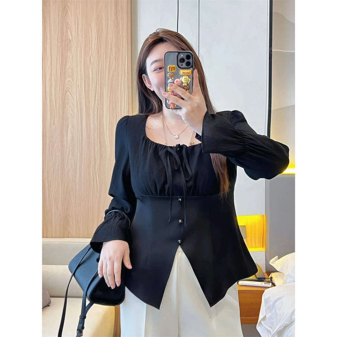 断码捡漏~海雾苍兰 / 法式气质款上衣小衫11713花契大码200斤胖