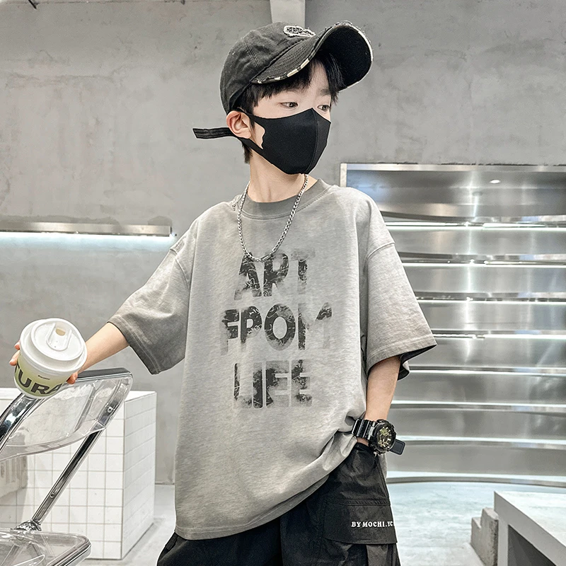 儿童服装男童t恤短袖夏装套装帅气小男孩夏季上衣中大童潮酷童装