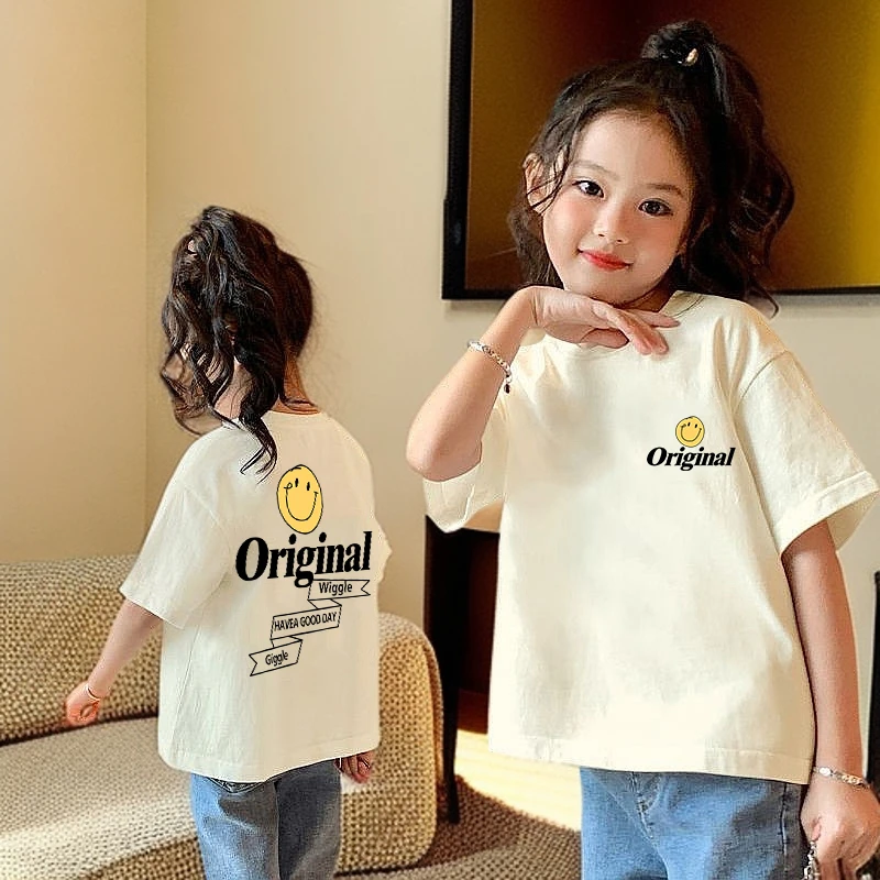 2025夏新款卡通女童熊猫印花短袖T恤吸汗小女孩衣服纯棉洋气爆款