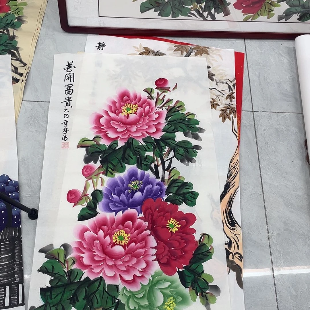 国画国画作品原稿三尺牡丹竖