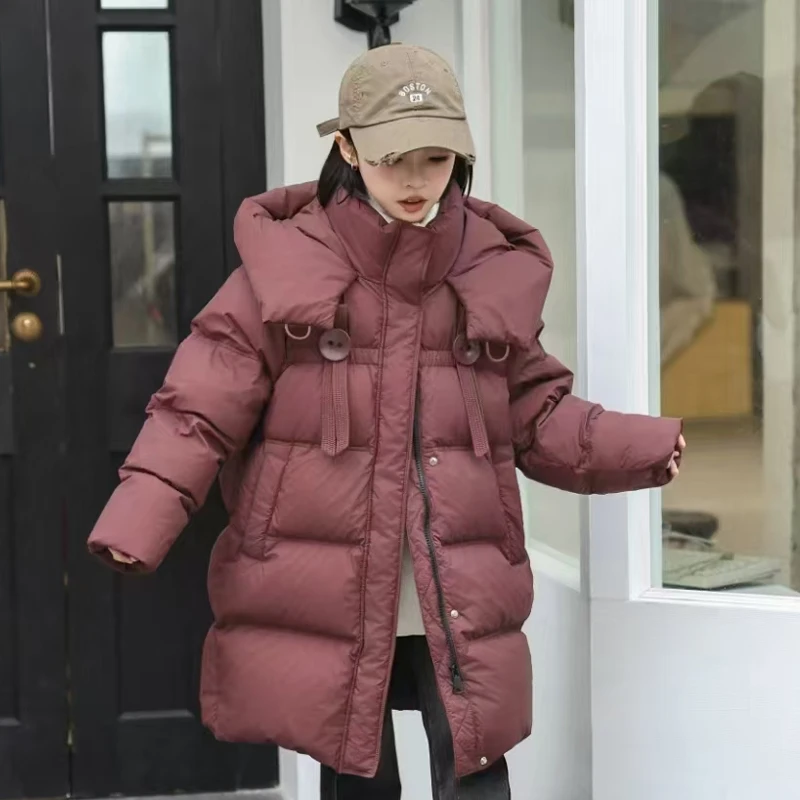 2025冬季女童新款中大童羽绒服中长款洋气儿童外套加厚白鸭绒