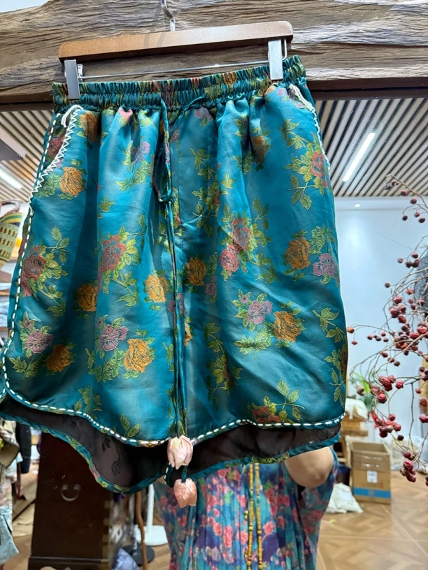 香云纱提花小重缎短裤时尚舒适