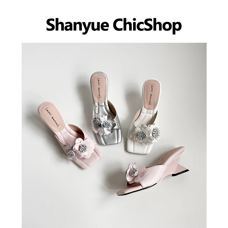 【SHANYUE】 -跟高6cm 温柔又贵气的花朵凉拖鞋~