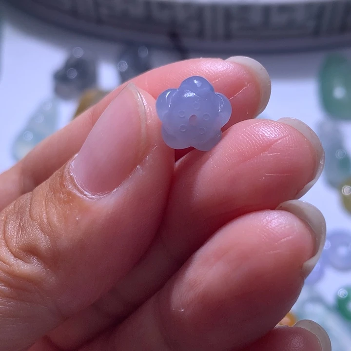 定制翡翠未镶嵌紫色莲花珠
