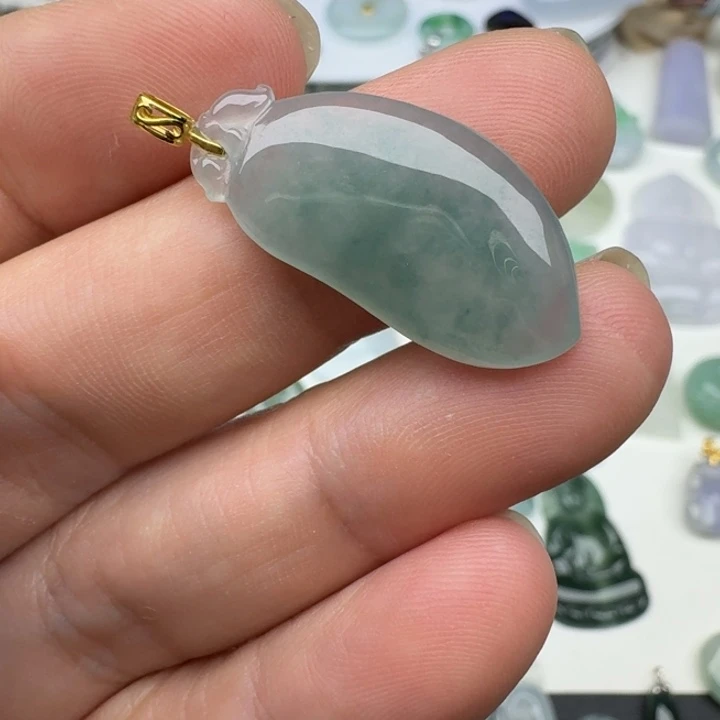 吊坠(不含链)18K金镶嵌翡翠