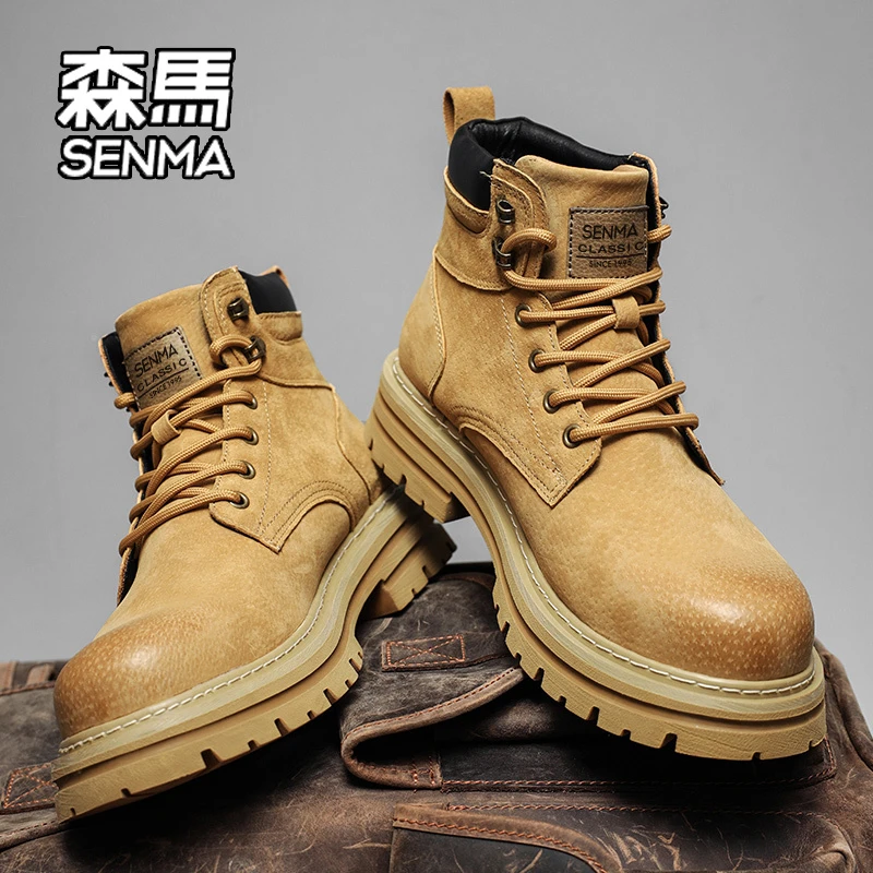 SENMA/森马男鞋秋季运动英伦风复古机车靴厚底防滑工装沙漠马丁靴