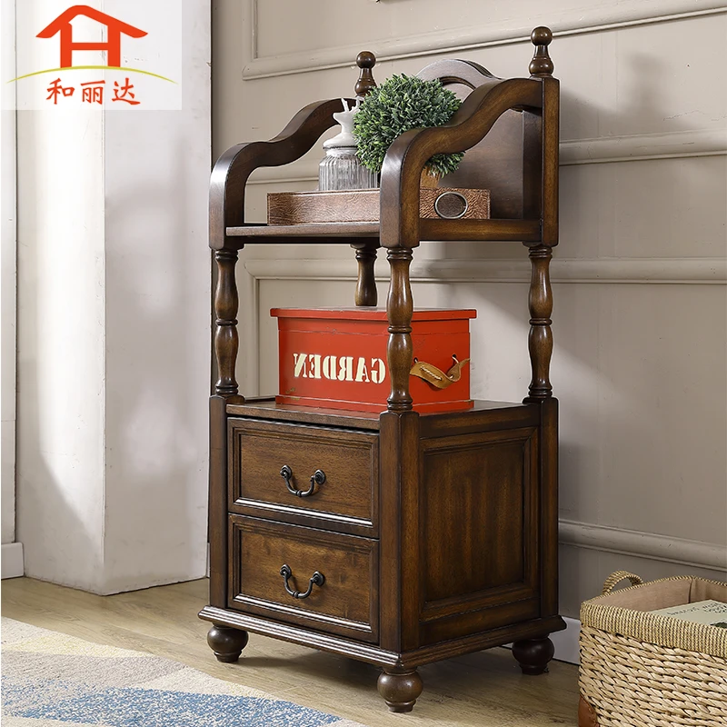 (慢调) 美式全实木客厅储物收纳装饰柜简约靠墙边柜角几小书报架
