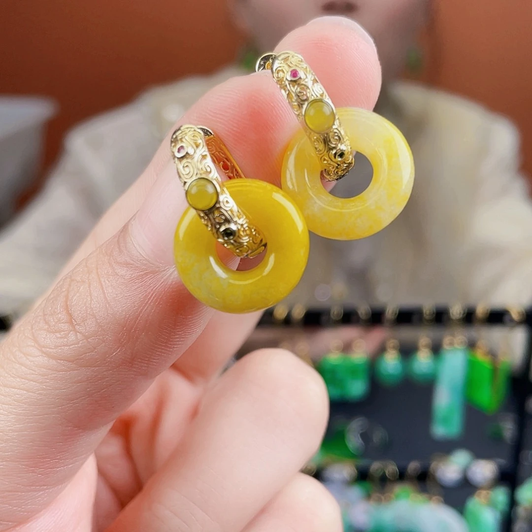 翡翠未镶嵌耳饰饰品