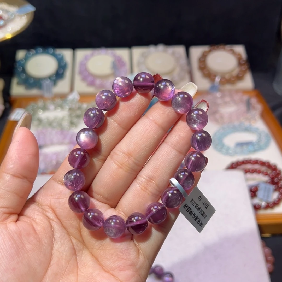 水晶手串未镶嵌i***乖紫锂云母10.5m m