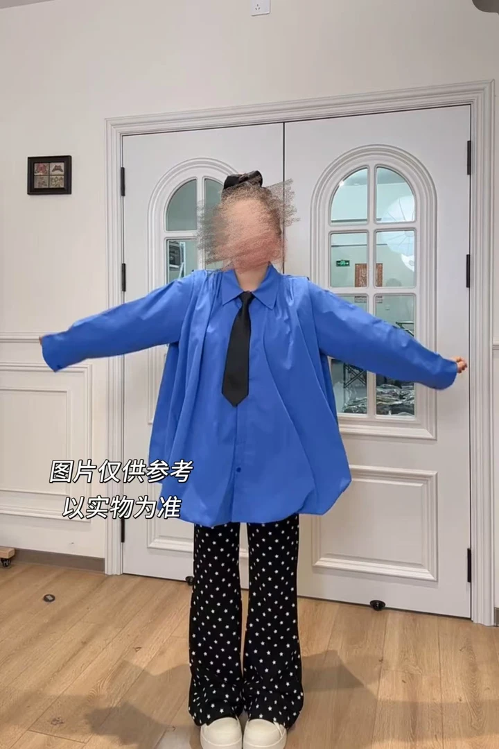 Mz-秋季新款复古小众花苞衬衫+波点牛仔裤两件套上衣