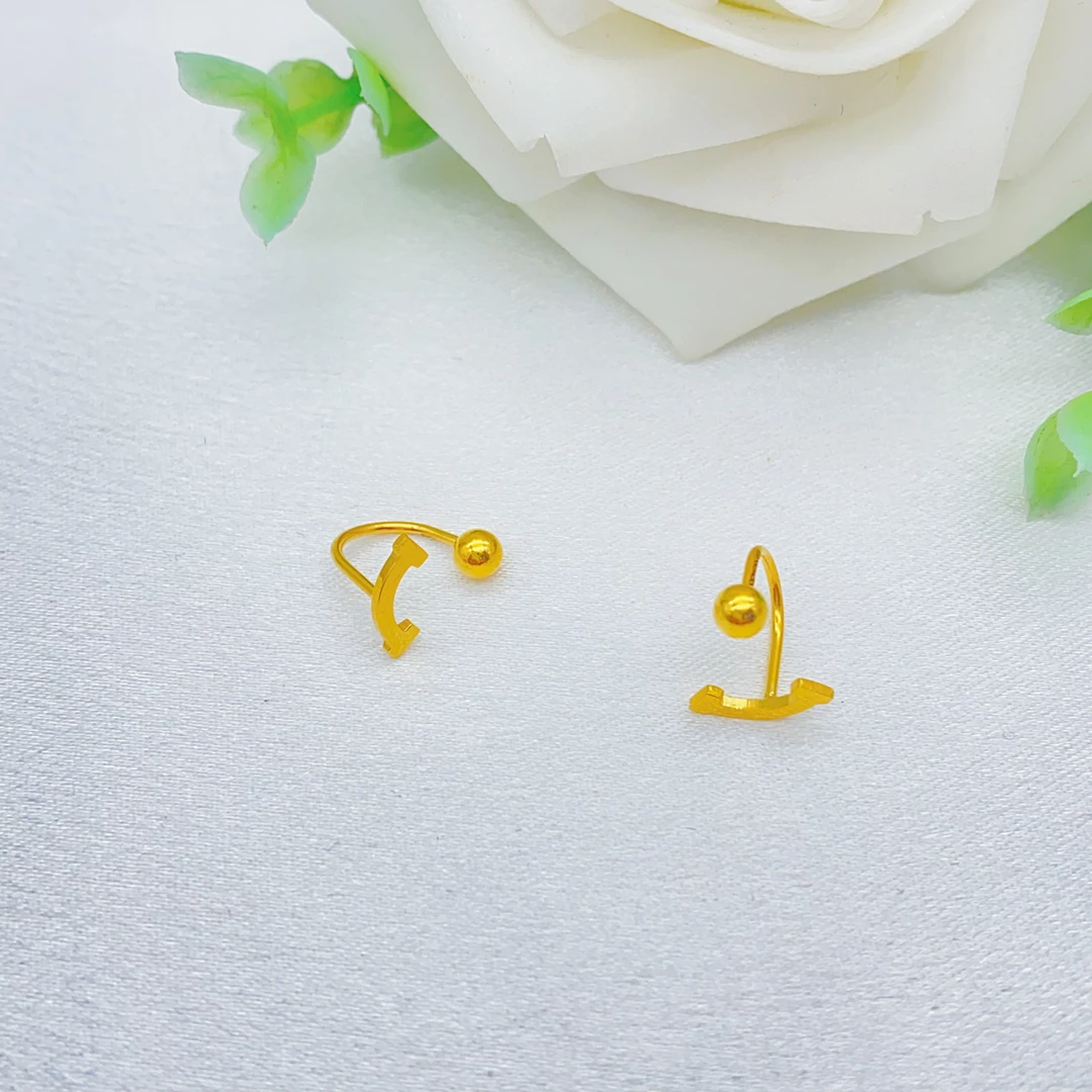 老庙黄金2  足金精工5G工艺微笑u型耳钉1.62克