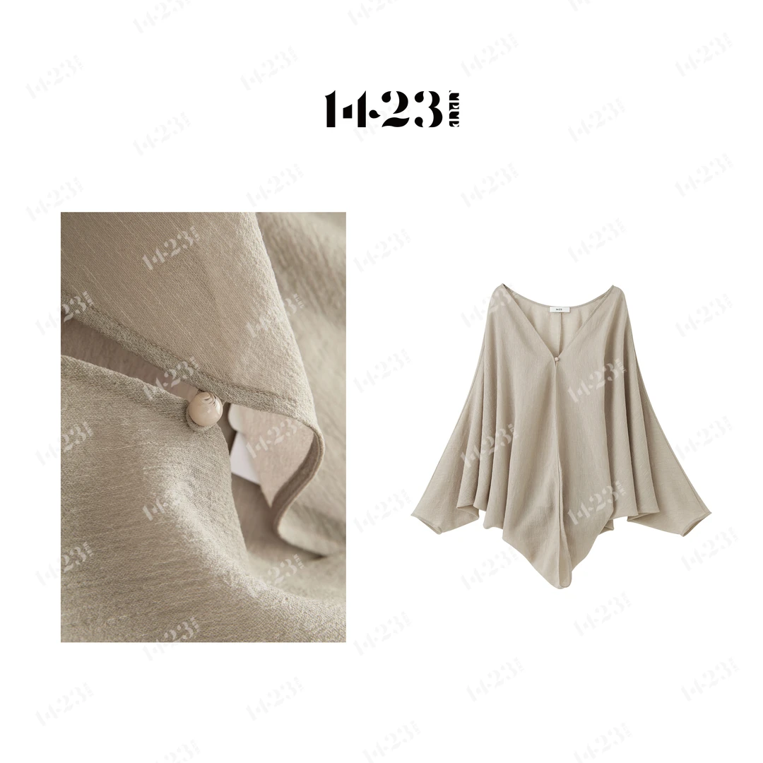 1423【雾纱清影】轻盈宽松麻感简约拜倒显瘦防晒短外套