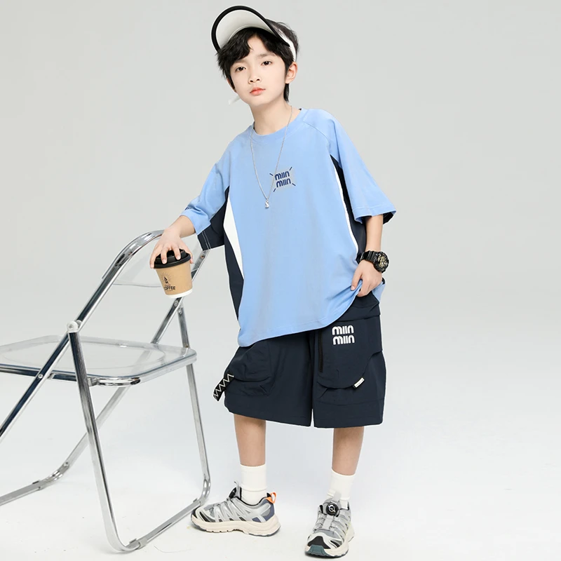 男童夏季套装2025新款夏装运动短袖中大童两件套潮【百纳】B5028