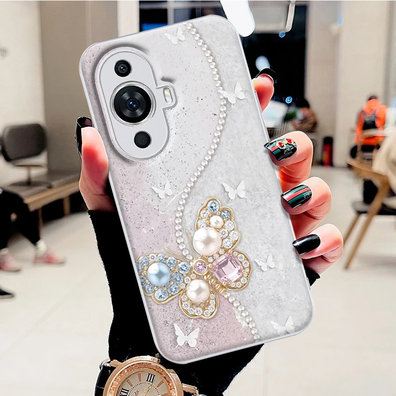 适用华为nova11水凝壳nova11pro+手机壳钻石蝴蝶时尚潮防摔保护套