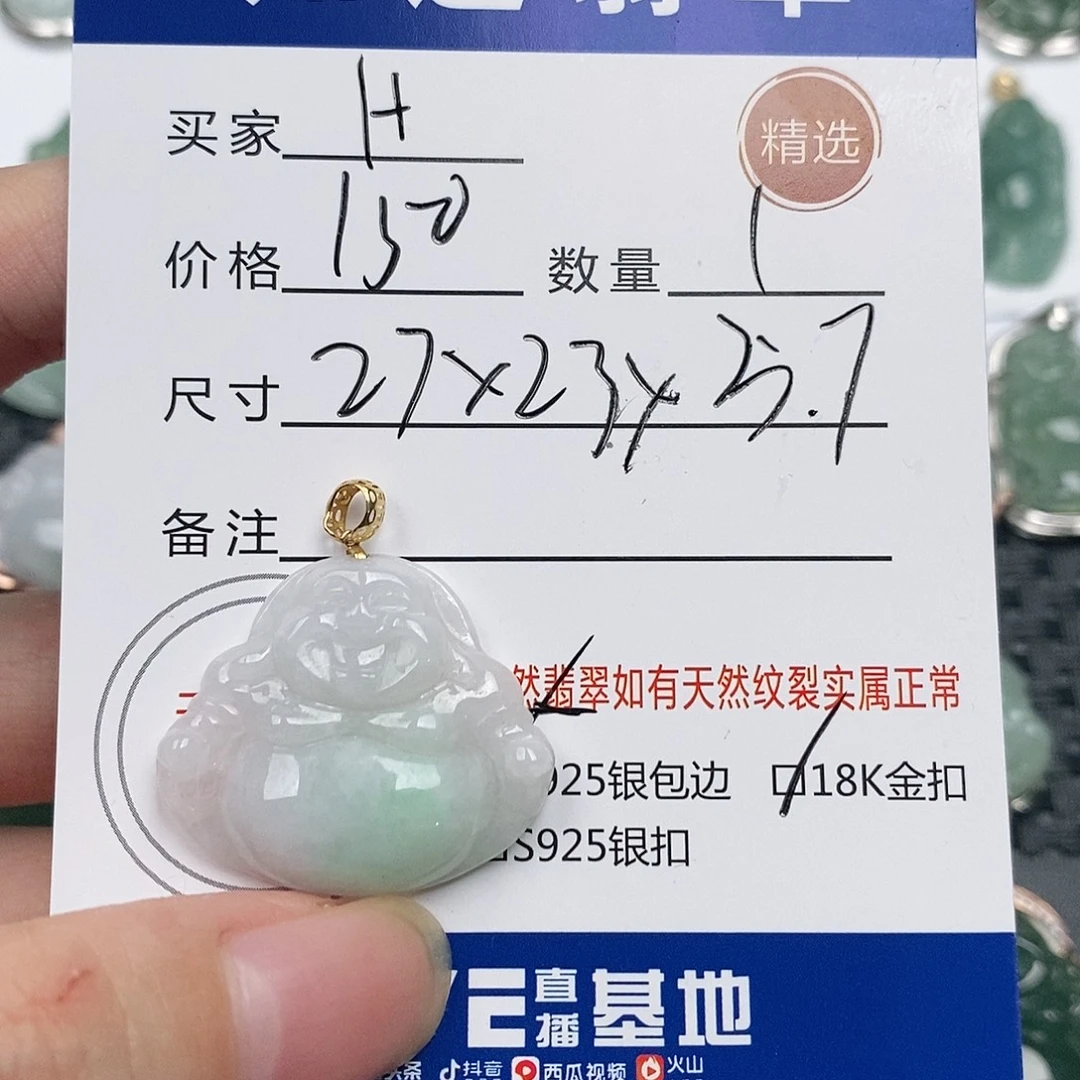H***G翡翠18K金镶嵌颈饰