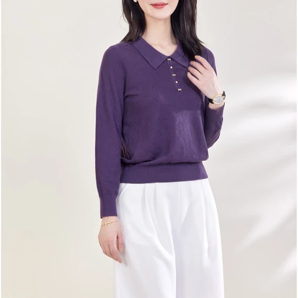 蒂薇娅时尚春款织花工艺天丝上衣16178