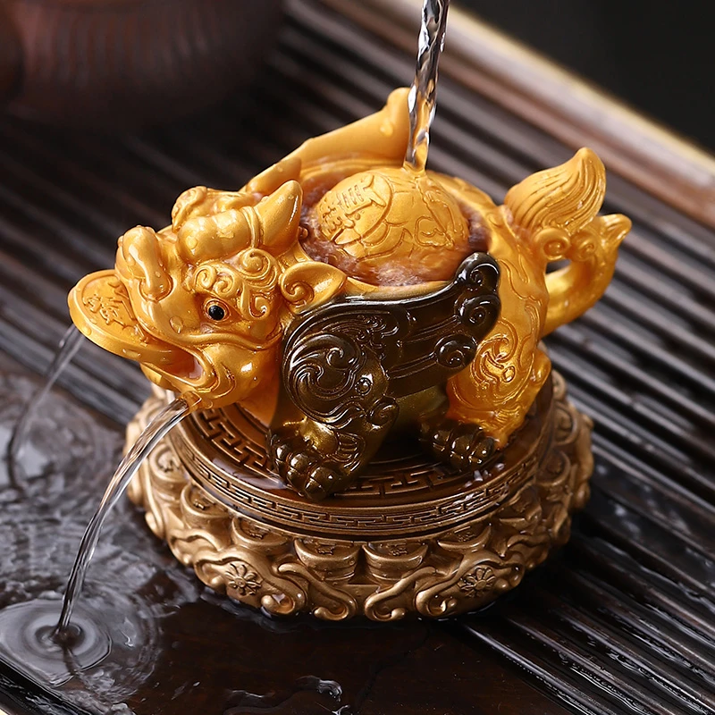 高温变色时来运转喷水貔貅茶宠摆件茶台桌面装饰功夫茶具配件礼盒