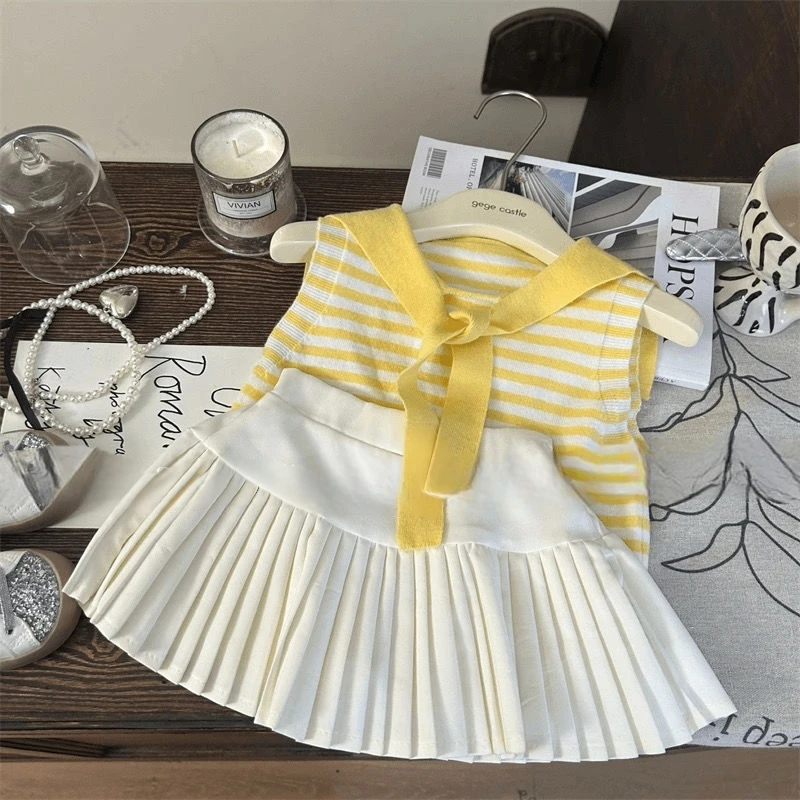 女童夏季套装2025新款女宝宝洋气上衣儿童时尚百褶裙休闲两件套潮