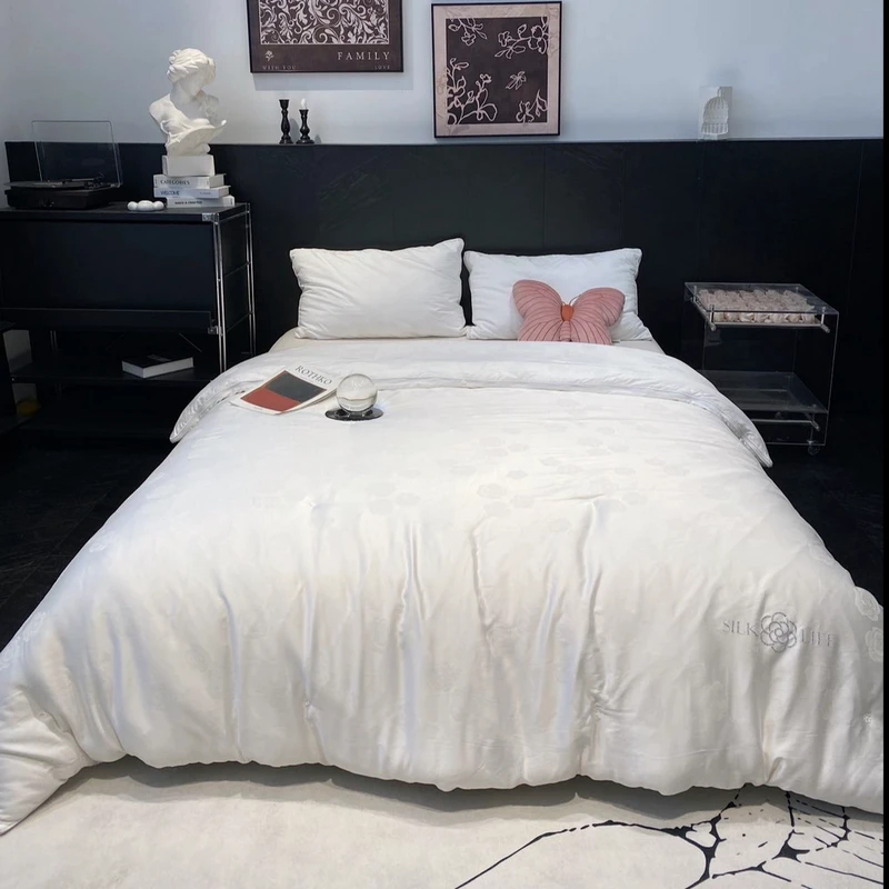 甄选天丝棉有机软黄金蚕丝羊绒子母被二合一被子冬被