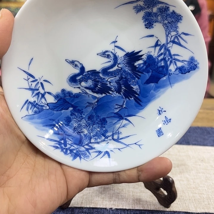 瓷壶承青花芦雁纹盘