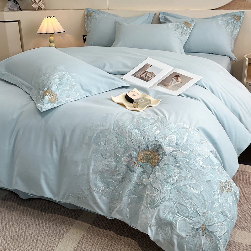 轻奢爆款2024新款全棉磨毛刺绣款四件套-梦幻琦花