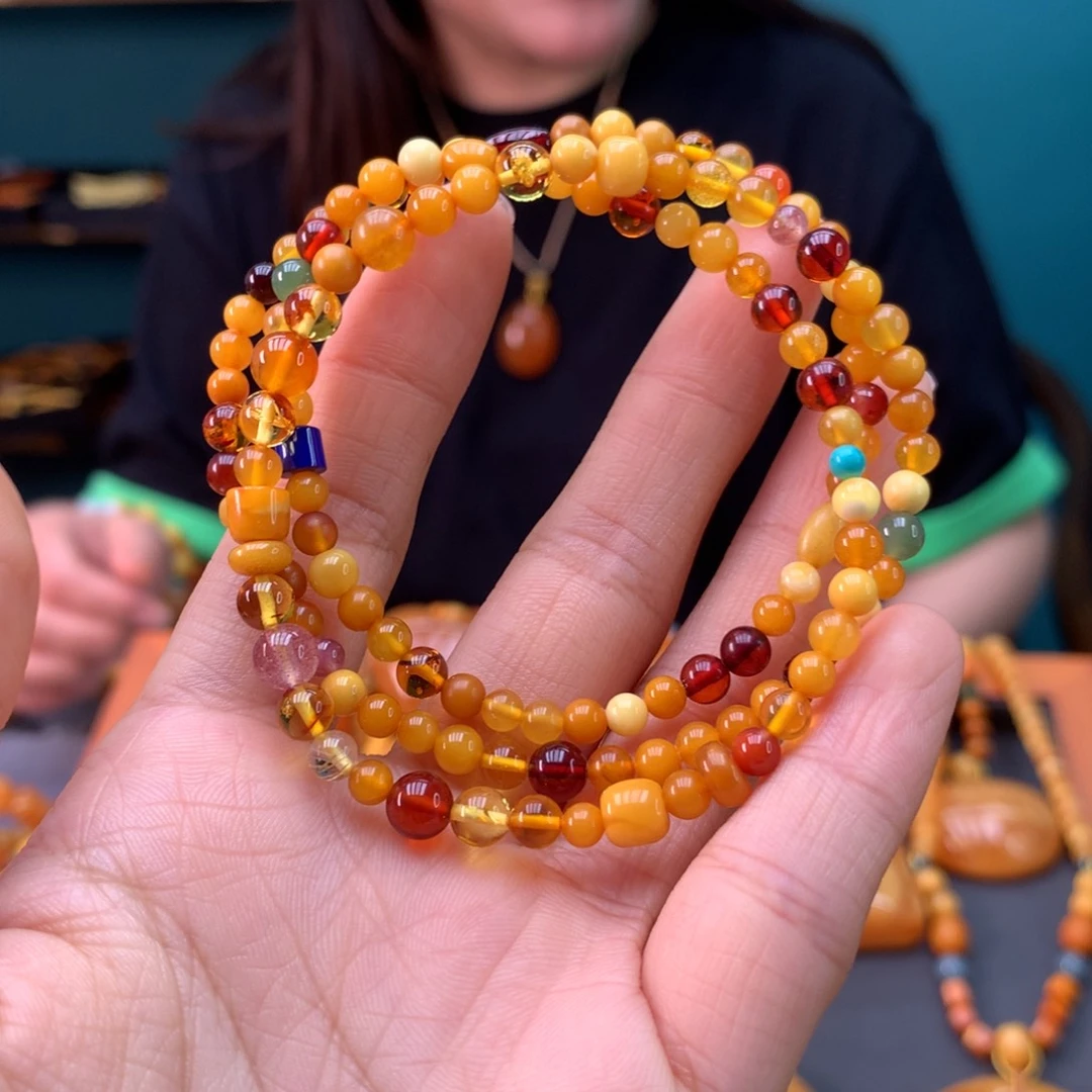 蜜蜡未镶嵌手串微瑕