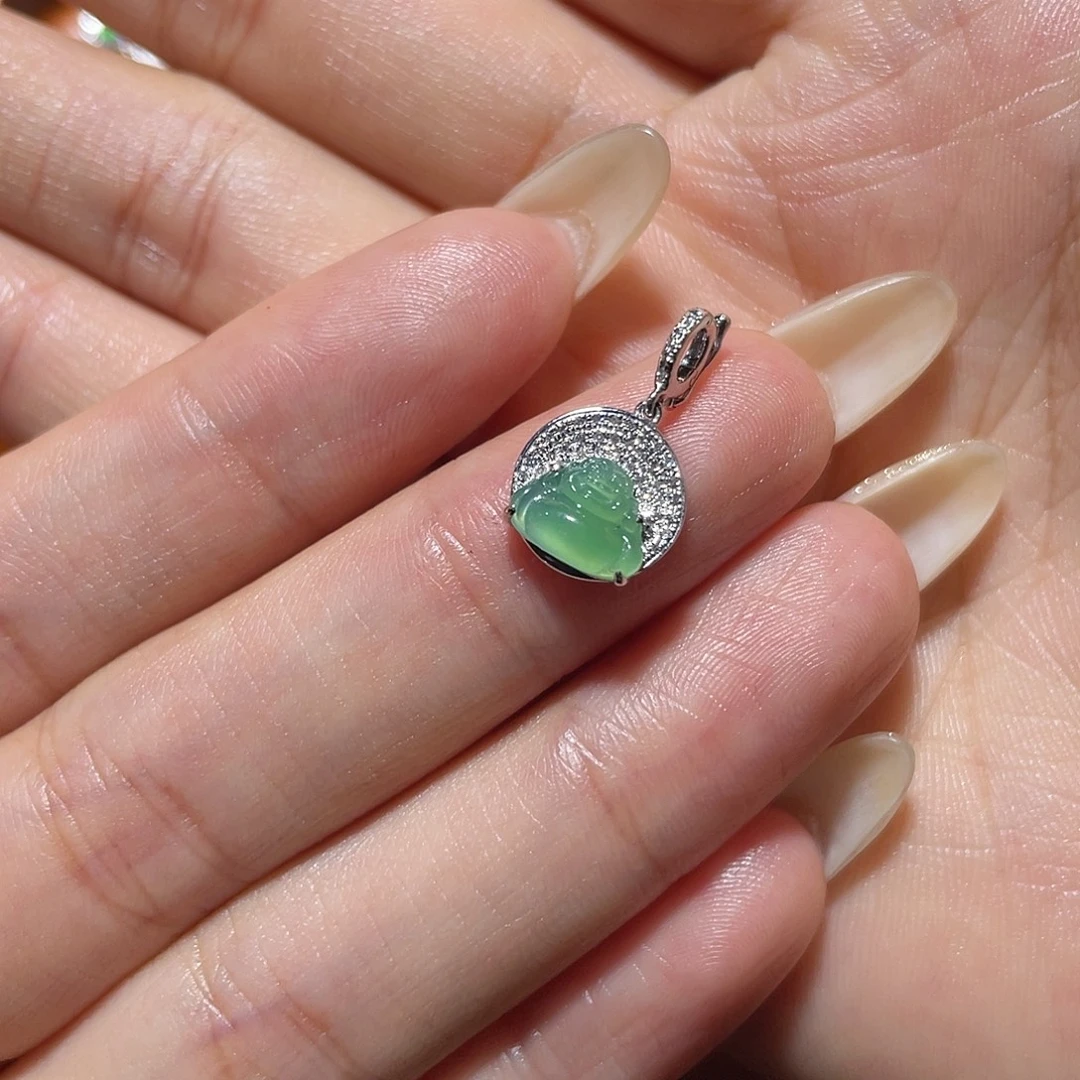 翡翠18K金镶嵌吊坠(不含链)