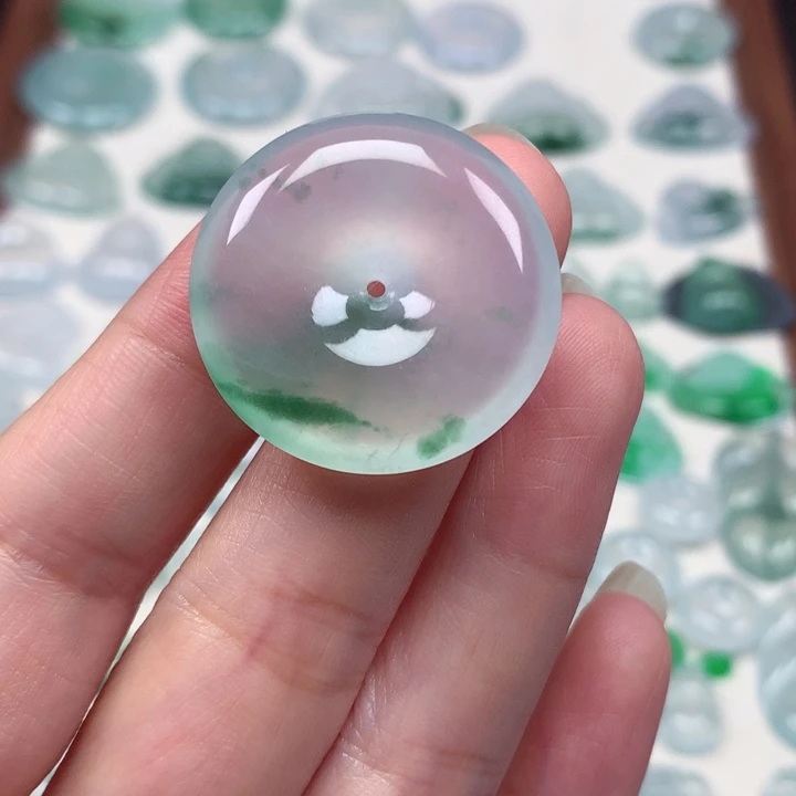 翡翠未镶嵌颈饰冰种飘花平安扣