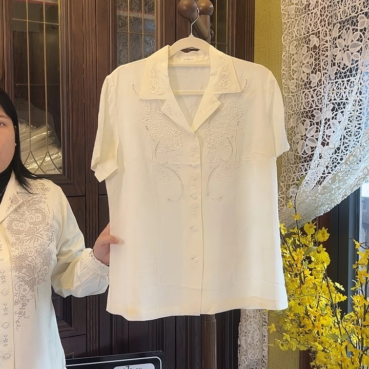 A277 白色丝质翻领短袖36-44码